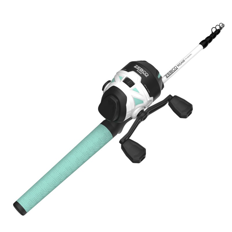 Zebco Roam Spincast Reel and Telescopic Fishing Rod Combo, Extendable 18.5-Inch to 6-Foot Telescopic Fishing Pole with ComfortGrip Rod Handle, Quickset Anti-Reverse Fishing Reel, Seafoam, 30 - Image 1